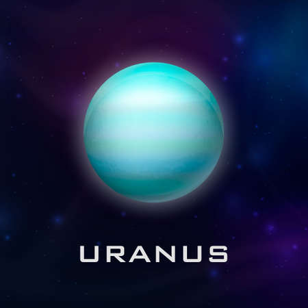 Planet Uranus. Vector 3d Realistic Space Planet in Space Starry Sky. Galaxy, Astronomy, Space Exploration Concept. Uranus Template Closeupのイラスト素材