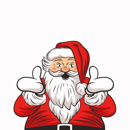 Merry Christmas Card with Happy Santa Claus in Retro Cartoon Comic Style. Confused, Confused, Inquiring, Telling, Asking Santa Character. Merry Christmas and Happy New Year Holiday Greeting Cardのイラスト素材
