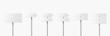 Vector White Blank Warning, Danger Stop Sign Frame Icon Set Isolated. Dangerous Sign, Plates Collection. Design Template of Road Signのイラスト素材