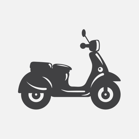 Vector Black Motorbike Icon. Simple Minimalistic Vector Bike Silhouette in Side View. Motorbike Sign Shape, Design Element for Logo, Web, Social Media, UI, Appのイラスト素材