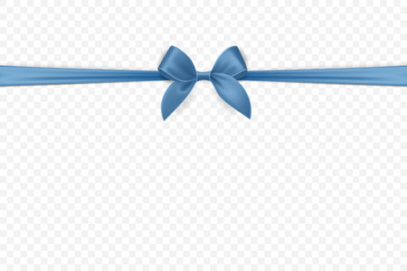 Vector Blue Ribbon with Bow for Gift Decoration and Packaging Design. Blue Ribbon for Celebration, Event and Invitation. Blue Ribbon Illustration for Holiday Card, Present Wrapping, Festive Templateのイラスト素材