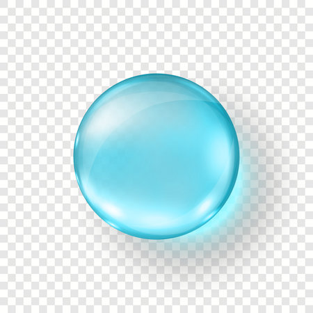 Vector 3d Realistic Blue Gel Pill, Isolated. Glossy Round Blue Pill with Shadow. Clean Blue Pill Icon for Pharmacy, Medicine, Healthcare Concept. Top Viewのイラスト素材