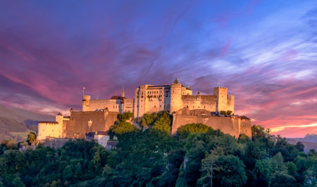 Panoramic view of Hohensalzburg Castle, Salzburg, Austria