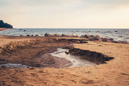 Gulf of Finland. Baltic sea shore at low tide.の写真素材