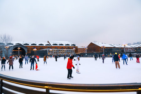 St. Petersburg, Russia - February 11, 2017: Ice skating rink.