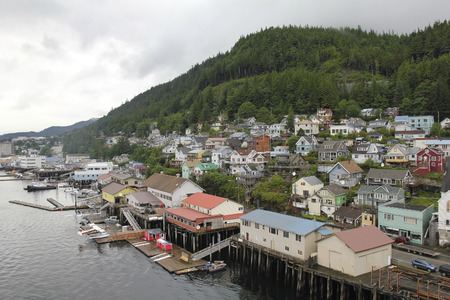 View of the Port of Ketchikan, Alaska as Seen From a Cruise Shipの写真素材