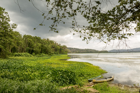 Empty boats at the edge of the Chagres River - Gamboa, Panama