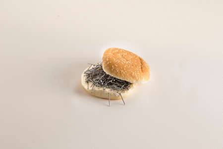 Fast food bread and nailsの写真素材