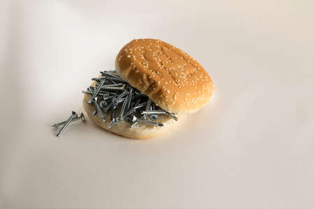 Fast food sesame bread  with screwsの写真素材