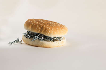 Fast food sesame bread  with screwsの写真素材
