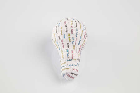 CYMK 3D Printing concept lightbulb, from idea to solid model CYMK 3D Printing concept lightbulb, from idea to solid model