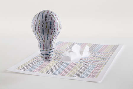 CYMK 3D Printing concept lightbulb, from idea to solid model CYMK 3D Printing concept lightbulb, from idea to solid model