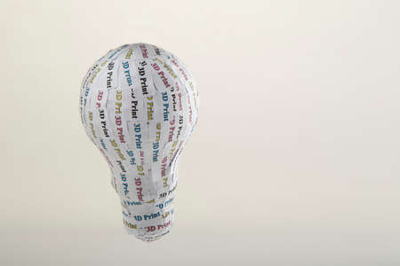 CYMK 3D Printing concept lightbulb, from idea to solid model CYMK 3D Printing concept lightbulb, from idea to solid model