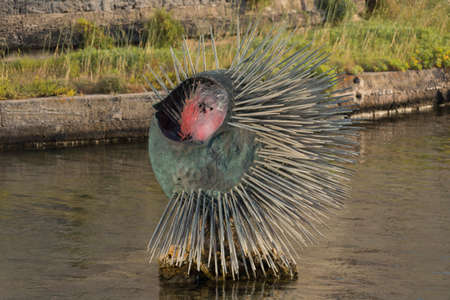 monument to the sea urchin in Gallipoli (Le) in the Southern Italyの写真素材