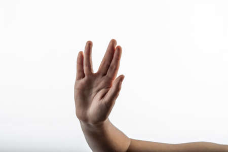 Young hands make Vulcan Salute: Long Live and Prosper
