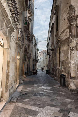 Old alley  in the old town of Lecce in the southern of Italyの写真素材