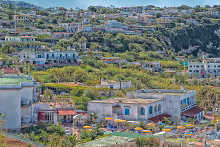A view of Citara beach in Ischia island in Italy under Punta Imperatore headland の写真素材