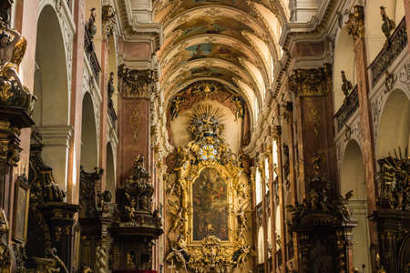 Interiors of Church of St. James the Greater in Old Town in Prague