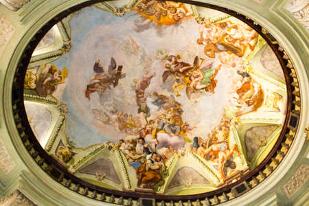 Art details of the interiors of of St. Nicholas Church in the quarter of Mala Strana in Prague in Central Europeの写真素材