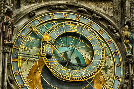 The medieval astronomical clock in the Old Town square in Pragueのeditorial素材
