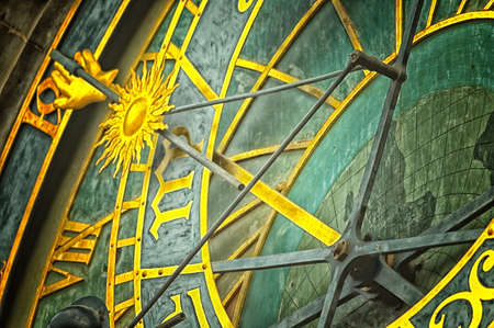 The medieval astronomical clock in the Old Town square in Pragueの写真素材