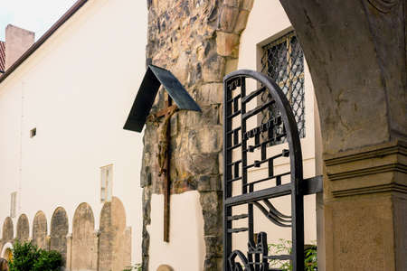 Church of Our Lady Sub Catena in Mala Strana quarter in Prague: architecture detailsの写真素材