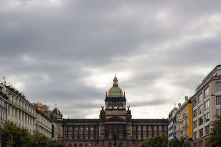 The Neorenaissance National Museum in Wenceslas square in Prague in Central Europeのeditorial素材