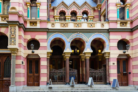 The Synagogue of Prague: red and orange strips wall