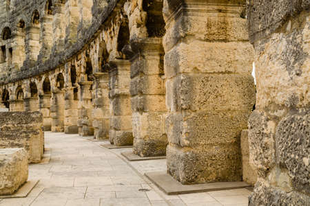 Architecture details of the Roman amphitheatre in Pula, Croatia, an arena similar to Colosseum of Romeの写真素材