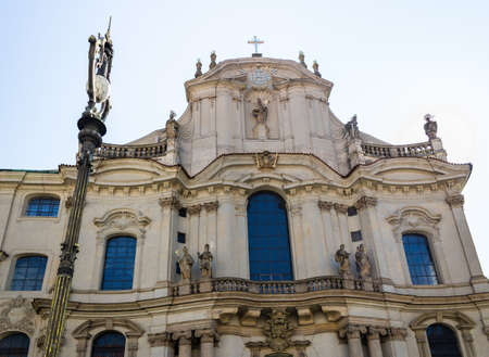 St.Nicholas Church in the quarter of Mala Strana in Prague in Central Europeの写真素材