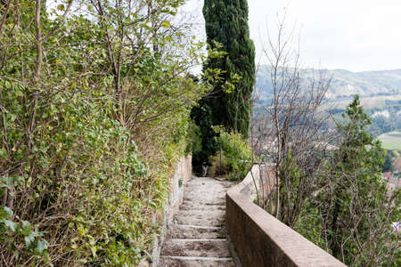 The stairs of the medieval Fortress of Venetians in Brisighellaのeditorial素材