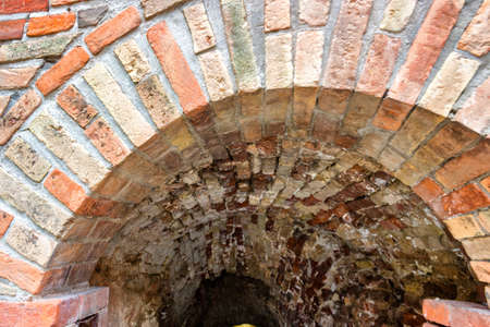 The brickwalls of the medieval Fortress of Venetians in Brisighellaのeditorial素材