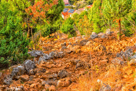 Views in Mount Podbrdo, the  Apparition hill overlooking the village of Medjugorje in Bosnia ed...