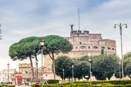 Historical buildings and architecture details in Rome, Italy: The Mausoleum of Hadrian, or Castle of the Holy Angelのeditorial素材