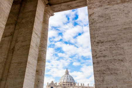Saint Peter, Basilica in Vatican City: dome and facade in a frameの写真素材