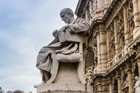 Historical building, statues and architecture details in Rome, Italy: The Supreme Court of Cassationのeditorial素材