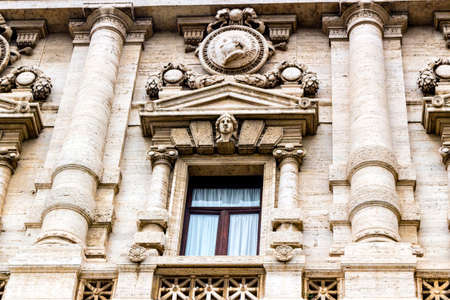 Windows of historical building in the center of Rome