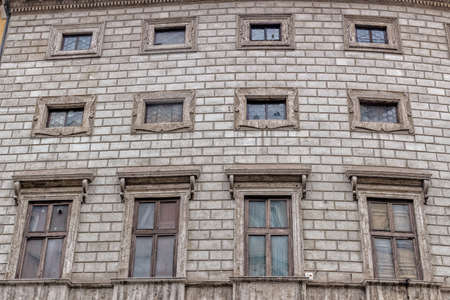 Windows of historical building in the center of Romeの写真素材
