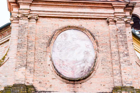 Facade of XVIII Century church, the Church of Pius Suffrage in Cotignola, Italyの写真素材