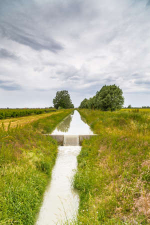 Farming channel for the collection of the waters in the Italian countrysideの写真素材