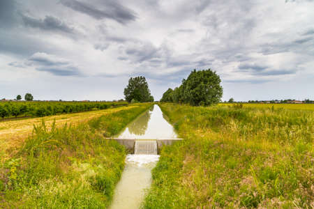 Farming channel for the collection of the waters in the Italian countrysideの写真素材