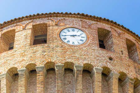 The deep sense of history points out this military fortification of 1400 in Northern Italy in Emilia Romagna, in the centre of the small old country village of Riolo Terme.の写真素材