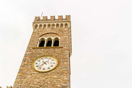 architecture in the Middle Ages - the civic tower adjacent to the town hall of bertinoro with its characteristic brick wallsの写真素材
