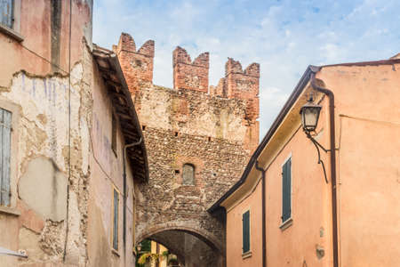 Narrow alleys and ancient buildings of a typical Italian medieval villageの写真素材