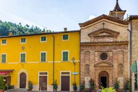 back in time and far from stress following the streets of a typical small hill village in the countryside of Romagna in northern Italyのeditorial素材