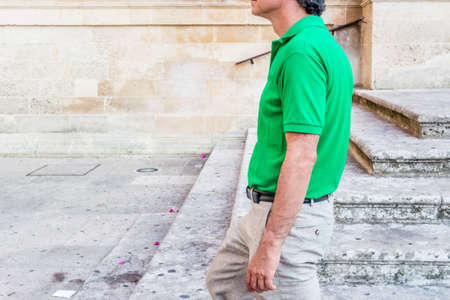 adult man among the ancient palaces of Lecce Baroqueの写真素材