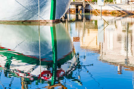 Ancient boats on Canal Port in Cesenaticoの写真素材