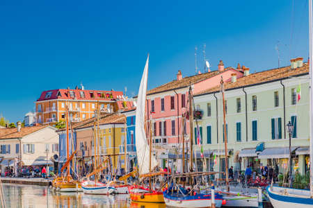 Ancient boats on Canal Port in Cesenatico
