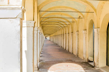 Archs of ancient porch in Italyの写真素材