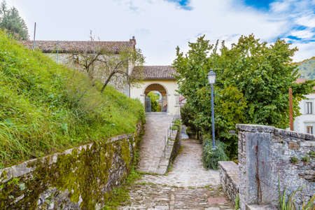 The Palace of  the Captains in medieval mountain village in Tuscany characterized by houses with walls of stones derived from the Renaissanceの写真素材